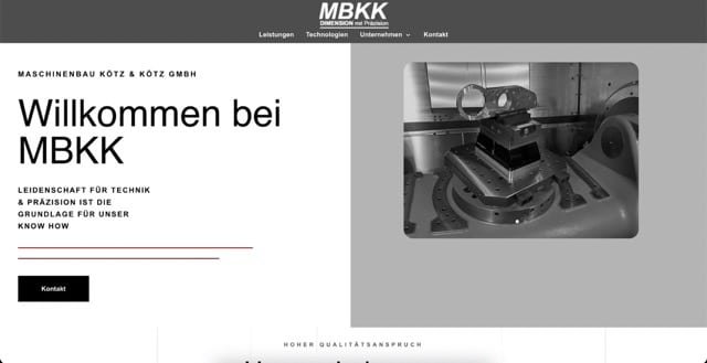 Professionelle Website erstellen lassen 35 MBKK Maschinenbau Kötz bei Leipzig